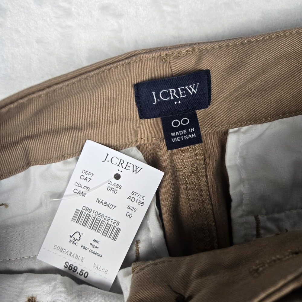 J.Crew Women's High Rise Girlfriend Chino Pants Camel Tan‎ AD156 Size 00 NWT - Picture 5 of 13